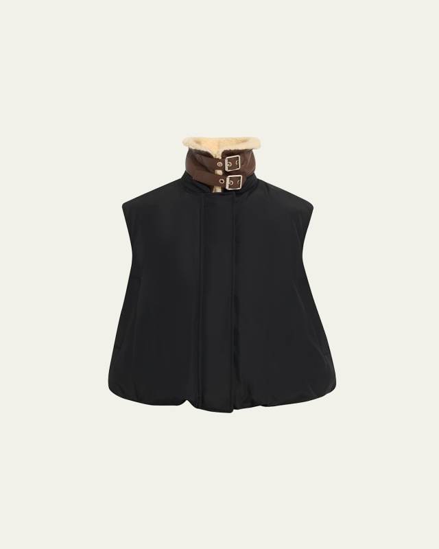 Shearling Collar Puffer Vest